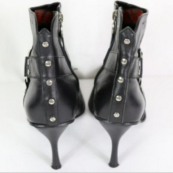 💥Sale HD Leather Heeled Bootie Stud Accent 9 - Picture 2 of 7